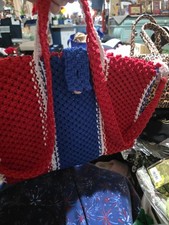 Fun Vintage Handmade Crochet Handbag Boho 60s 70s Purse Bag