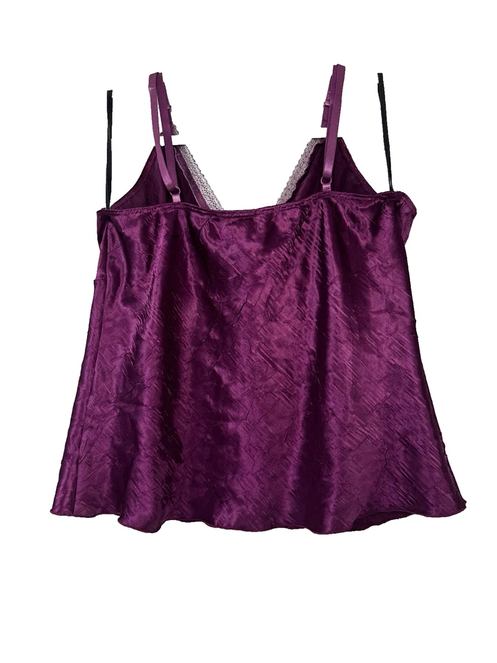 De Colección Moda Bug Y2K Años 90 Púrpura Arruga Satén Cuentas Babydoll Cami Top L EE. UU. Glamour Foto 2 de 4