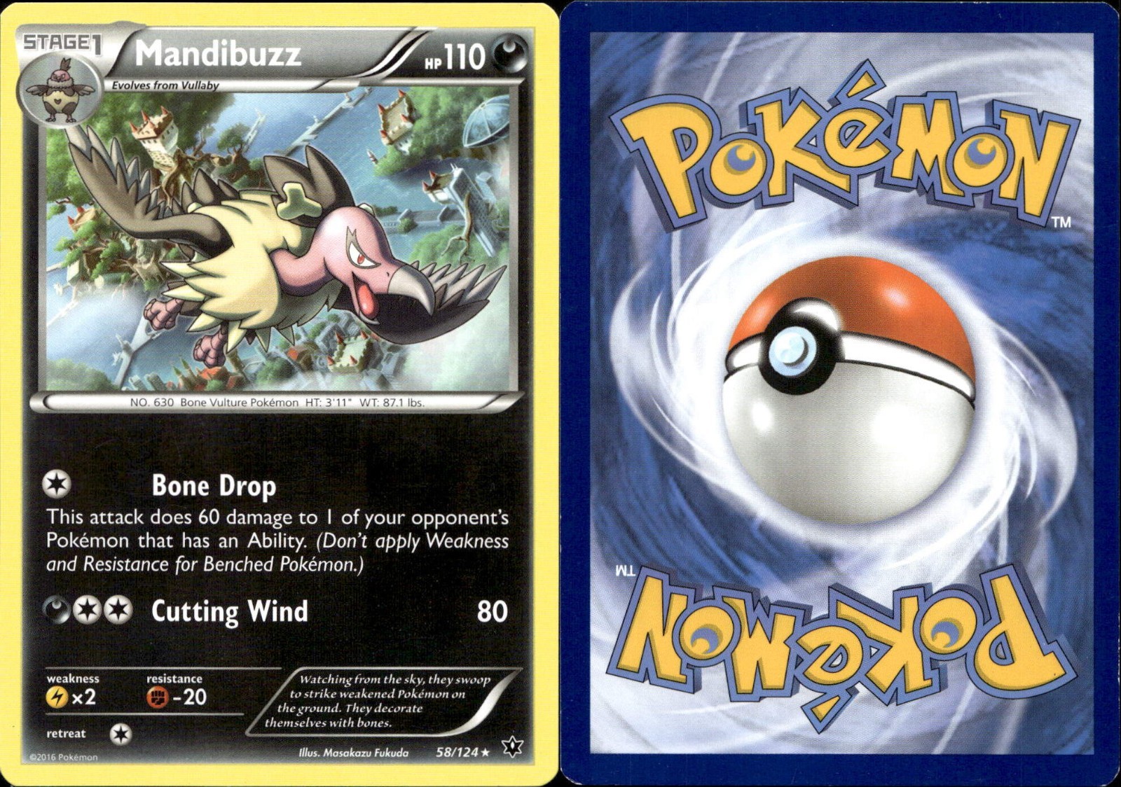 Mandibuzz 58/124 Rare - Pokemon XY Fates Collide Card LP