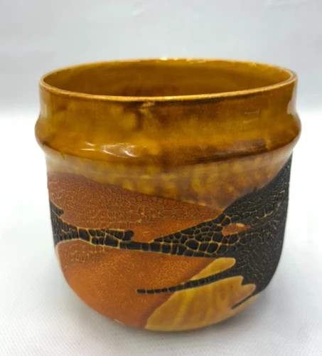 Royal Haeger Ceramic Earth Wrap Lava Glaze Orange Peel Bowl Pottery Vintage MCM