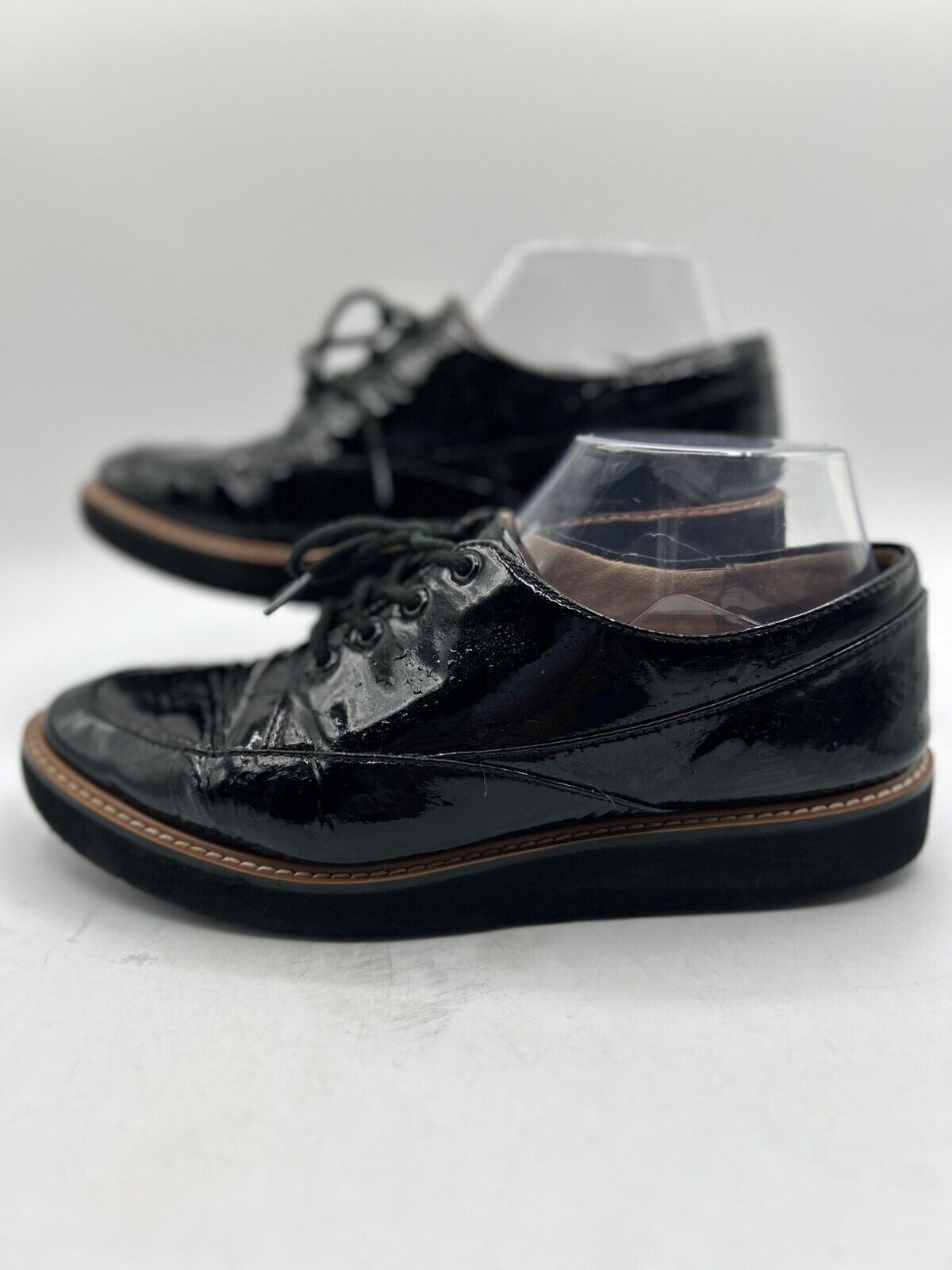 SAOLA Naturalizer Auburn Oxford Uomo Tg 7 5W Nero Stringato Punta Mandorla Vernice Pelle