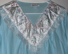 Vintage Barbizon "Night Moves" Light Blue Nightgown With A Embroidered Neckline