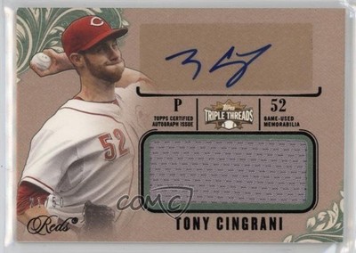2014 Topps Triple Threads Unity Jumbo Relics Emerald /50 Tony Cingrani Auto 9l6