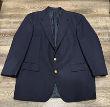 VTG Polo University Ralph Lauren Blazer Men 44T Navy Blue Gold Buttons Wool