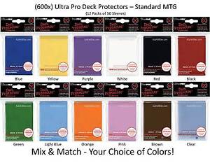 x600-ULTRA-PRO-Card-Sleeves-DECK-PROTECTORS-12-Packs-Mix-Match-Black-Red-MTG