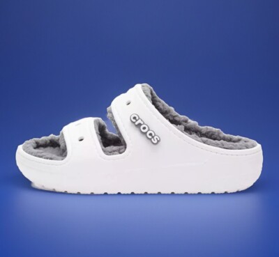 Crocs Classic Cozzzy White Faux Fur Sandal Men's Size 13 A GREAT CHRISTMAS GIFT