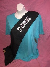 Victoria's Secret PINK Water Color Foil Campus Tee High Waist Legging Set New L