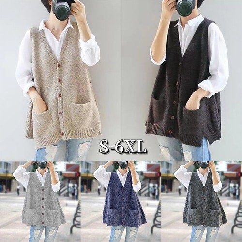 Women Oversized Knit Vest Sweater 