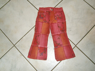 -27. Traum Jeans Hose PORTOFINO  Gr.92 rot Patchwork Rosen Muster