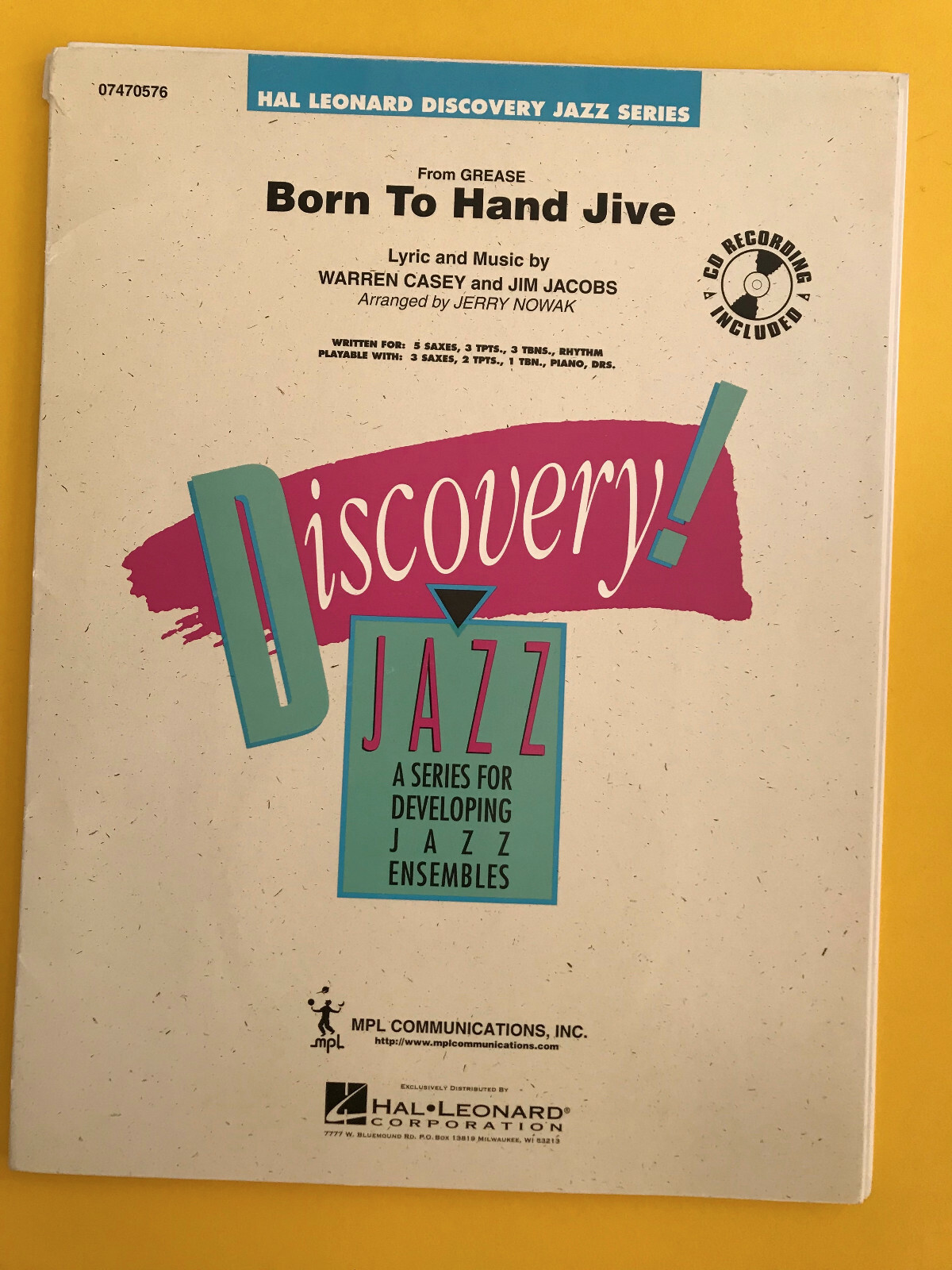 Born To Hand Jive, arr. Jerry Nowak, arreglo Big Band
