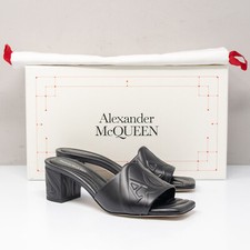 Alexander McQueen Seal Black Calf Sandal Heels Size 37 (7 US)