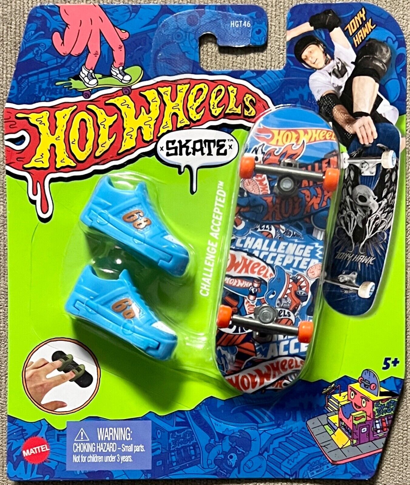 Hot Wheels 2022 Tony Hawk Challenge Skate Set w/ Exclusive Board & Shoes  #HGT48