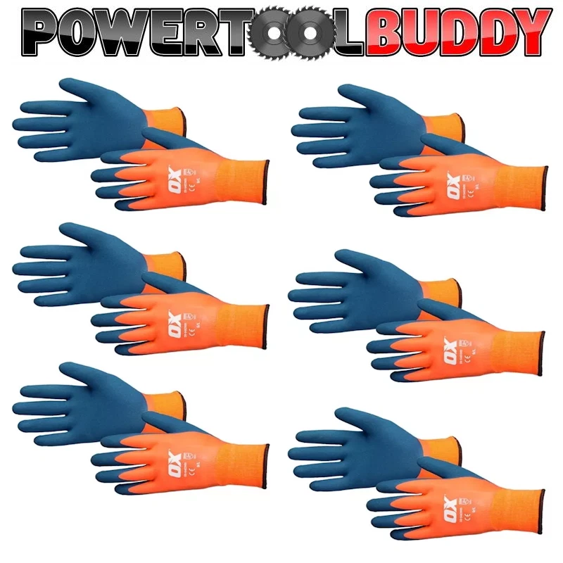 OX Thermal Waterproof Latex Work Gloves Size 9 or 10 S483910 S483909 Pack 6