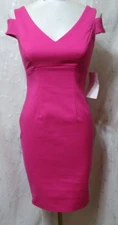New PAPER DOLLS Size 4 Cold Shoulder Bodycon Dress Lined Bright Pink NYE Holiday