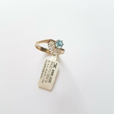 333 Gold Ring with Brilliants P1T/W 0.16ct and Aquamarine. Size 54 Made in Germany