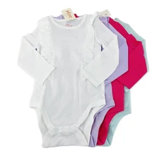 Cat & Jack Baby Girls Size 18M Long Sleeve Bodysuits (4 Pack) Ruffle Multi