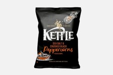 KETTLE SEA SALT AND CRUSHED BLACK PEPPERCORNS POTATO CHIPS 130g X 6 ( Pack Of 6