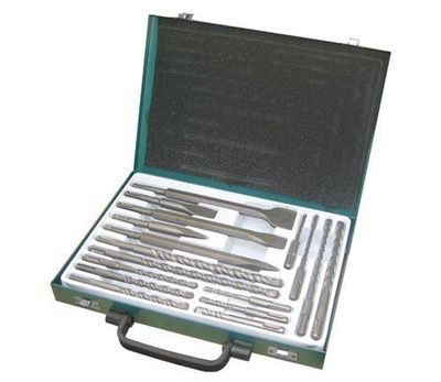 17 Stck. SDS Bohrer Set Point Flach Mitte Meißel Bits Metall Aufbewahrung Tragetasche