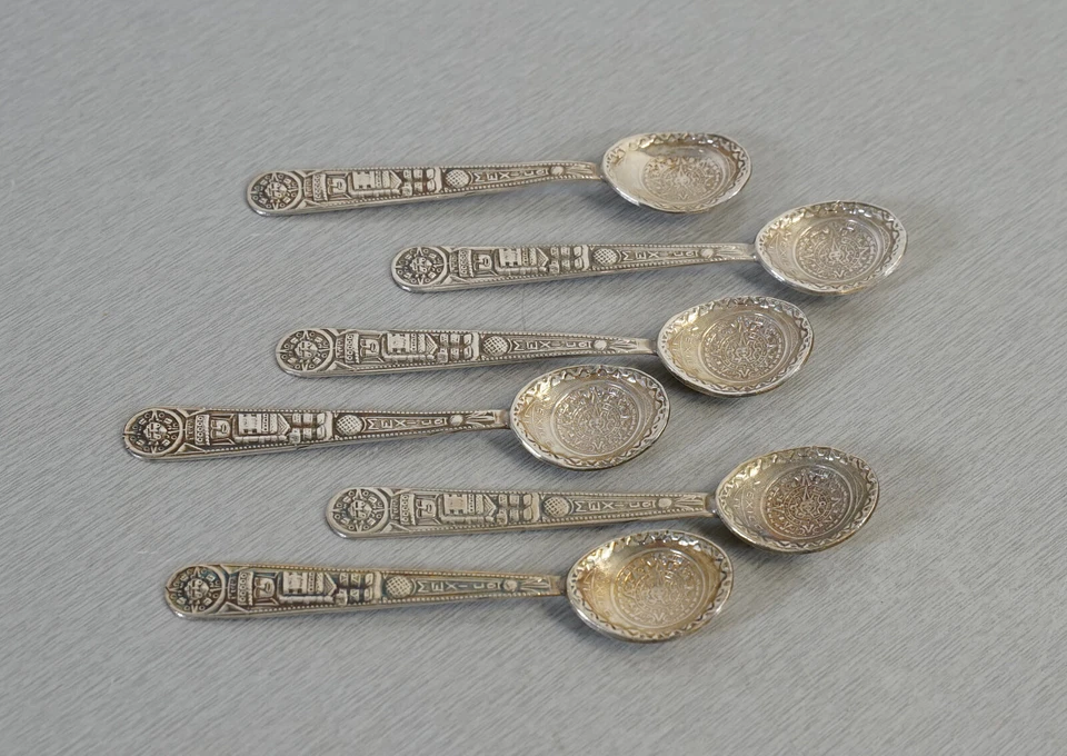 Set 6 cucchiaini da sale in argento sterling 925 cucchiaini da moka Messico A... - Immagine 3 di 4