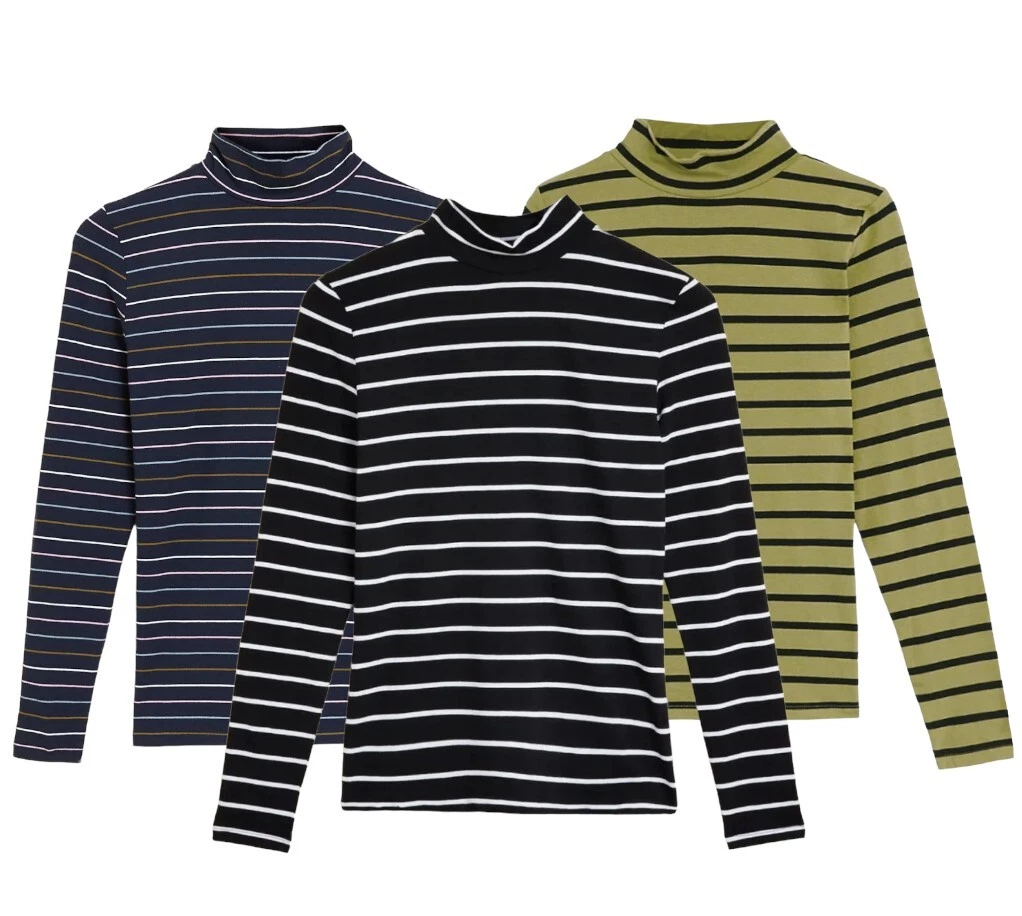 Striped polo store neck top