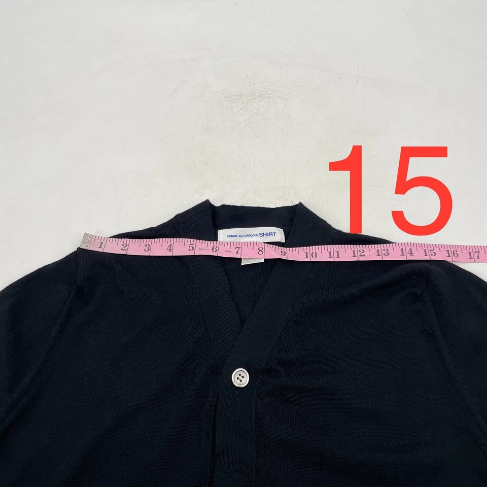 COMME des GARCONS Hombre M CAMISA NEGRA Punto Cuello en V Lana Cárdigan Algodón Japonés Foto 4 de 4