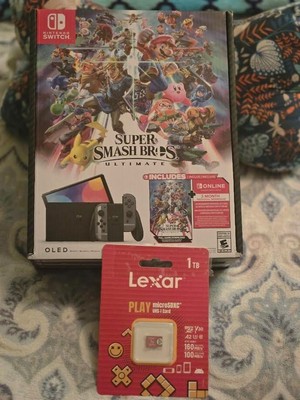 Nintendo Switch OLED Super Smash Ultimate Bundle FREE 1TB Lexar Micro SD Card