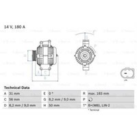 Bosch Generator Lichtmaschine 180A 14V FüR Mercedes-Benz Sprinter 5-T Kasten