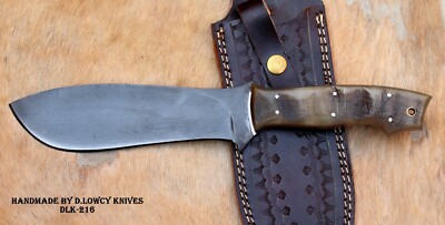 DLK HANDMADE 1095 HIGH CARBON STEEL HUTNING CAMPING BUSHCRAFT KNIFE RAM HORN NI