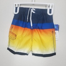 Kanu Surf Boys' Echo Quick Dry UPF 50 Swim Trunk, Waterfront Navy/Orange 3T