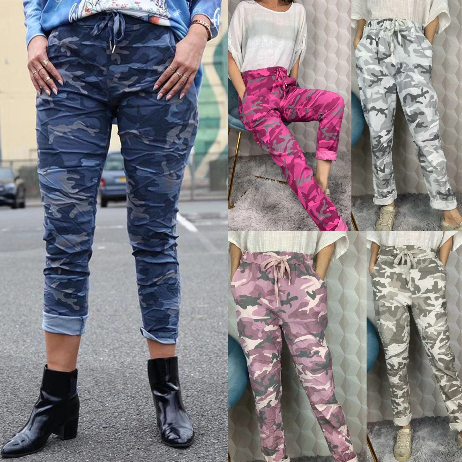 Womens Lagenlook Italian Magic Pants Ladies Casual Stretch Jogger Style Trousers