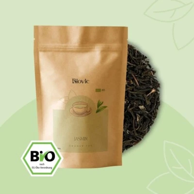 Jasmin BIO Grüner Tee Blumig Herb Koffeinhaltig Aromatisch Hochwertig Tee Biovic