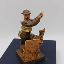 Vintage Soldier Releasing Pigeon-Dog at Side-Elastolin Lineol Hausser