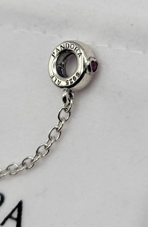 アクセサリー miki Pandora Sterling Silver Climbing Mickey Safety Chain, Red CZ