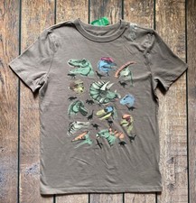 Boy  s Size XL 12 Gap Kids Brown Dinosaur Print Short Sleeve T-Shirt