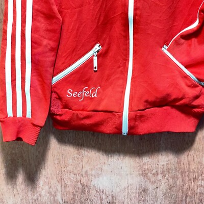 レア アディダス オリジナルSeefeld  vintage ADIDAS SEEFELD Red Retro Vintage Jacket Jacket Sweatshirt m