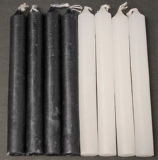 Mini 4" Chime Spell Candles: 4 Black  4 White  8 Total Altar Ritual 