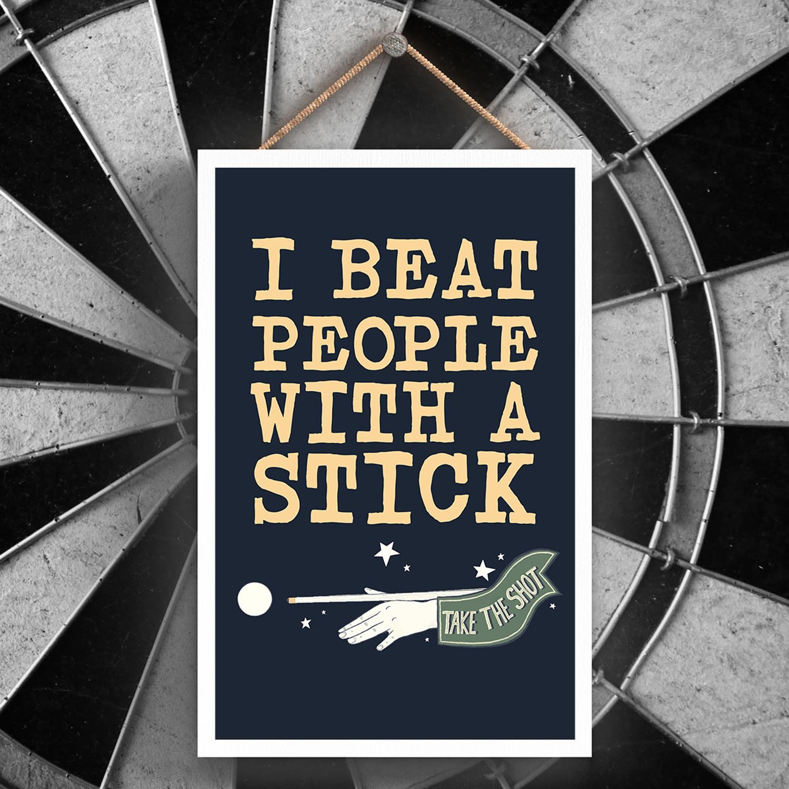 Pool Beat People Pub Bar Game Themed Decor Wooden Hanging Plaque