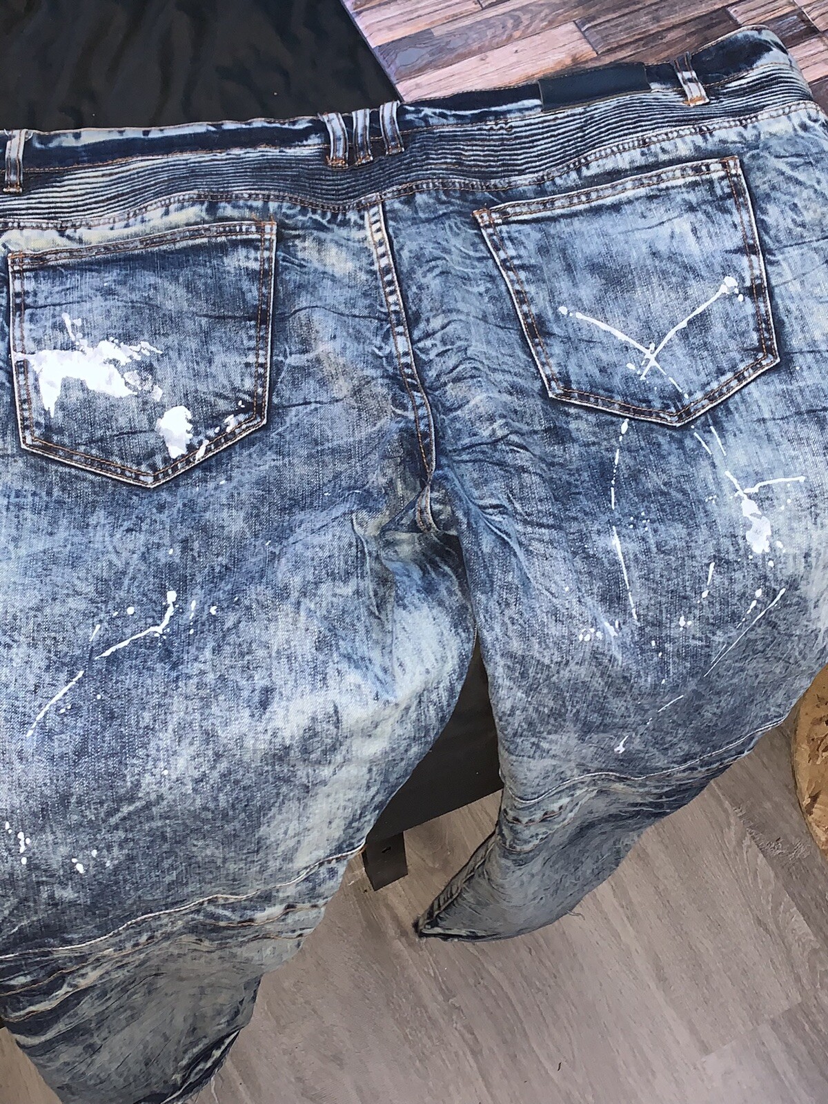 Embellish Men's Denim Jeans Paint Splatter Distressed… Gem