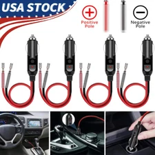 4X 12V Car Fused Cigarette Lighter Adapter Male Plug Leads LED Light Replacement