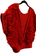 Orange Red Sweater Top 80s Evening Wear Couture Disco Club High Fashion M / L