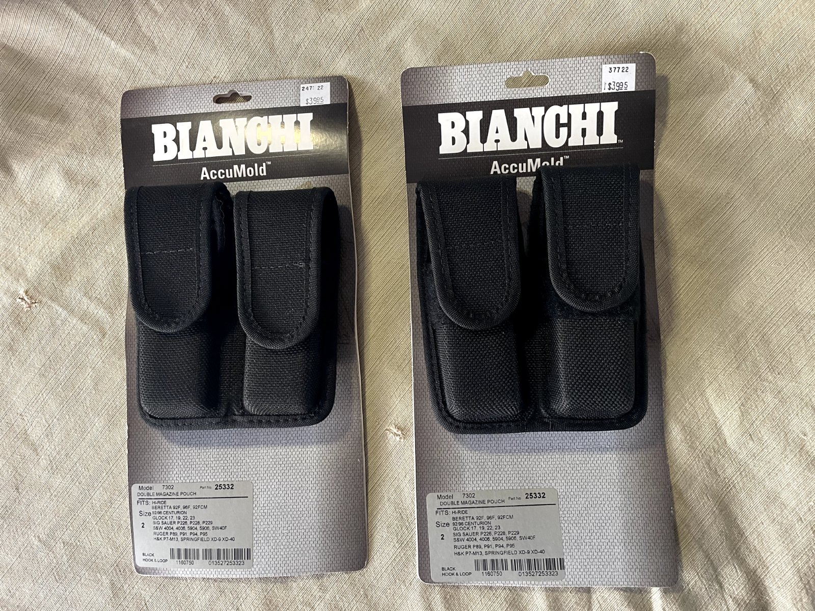 Bianchi Model 7302 Double Magazine Pouch Size 2, Item 25332  Black Nylon-image