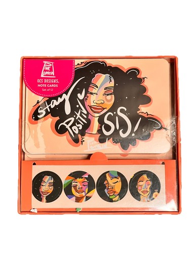 Juego de 12 tarjetas y sobres con pegatinas mantente positivo nuevo rosa Omein - Imagen 1 de 4