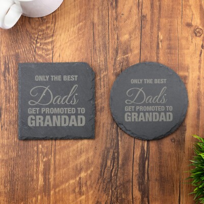 Beste Väter werden zum Opa befördert Untersetzer Lasergravur Schiefer Kaffee Tee Geschenk