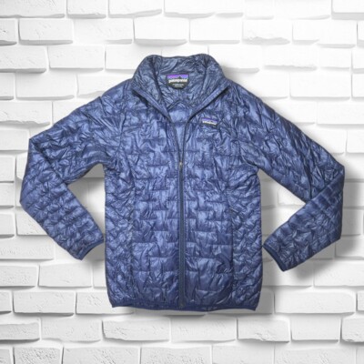 Patagonia Micro Puff Quilted Puffer Jacket Womens Small Classic Navy Blue EUC