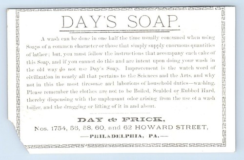 Use Day's Soap Advertising Victorian Trade Card Yellow Flowers 3.75"x5.5" - Picture 2 of 2