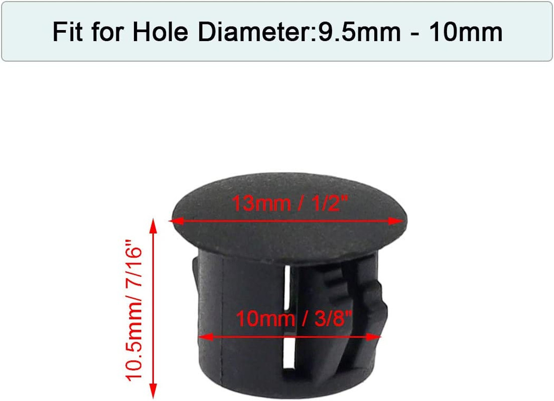 60 Flush-Type 10Mm Black Plastic Hole Plugs, Snap-In Locking End Caps