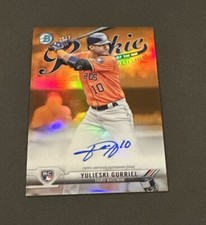 2017 BOWMAN CHROME YULIESKI GURRIEL ORANGE REFRACTOR ROOKIE OF YEAR AUTO RC #25!