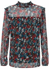 Bedruckte Bluse Gr. 42 Rot Petrol Schwarz Damenbluse Shirt Tunika Oberteil Neu