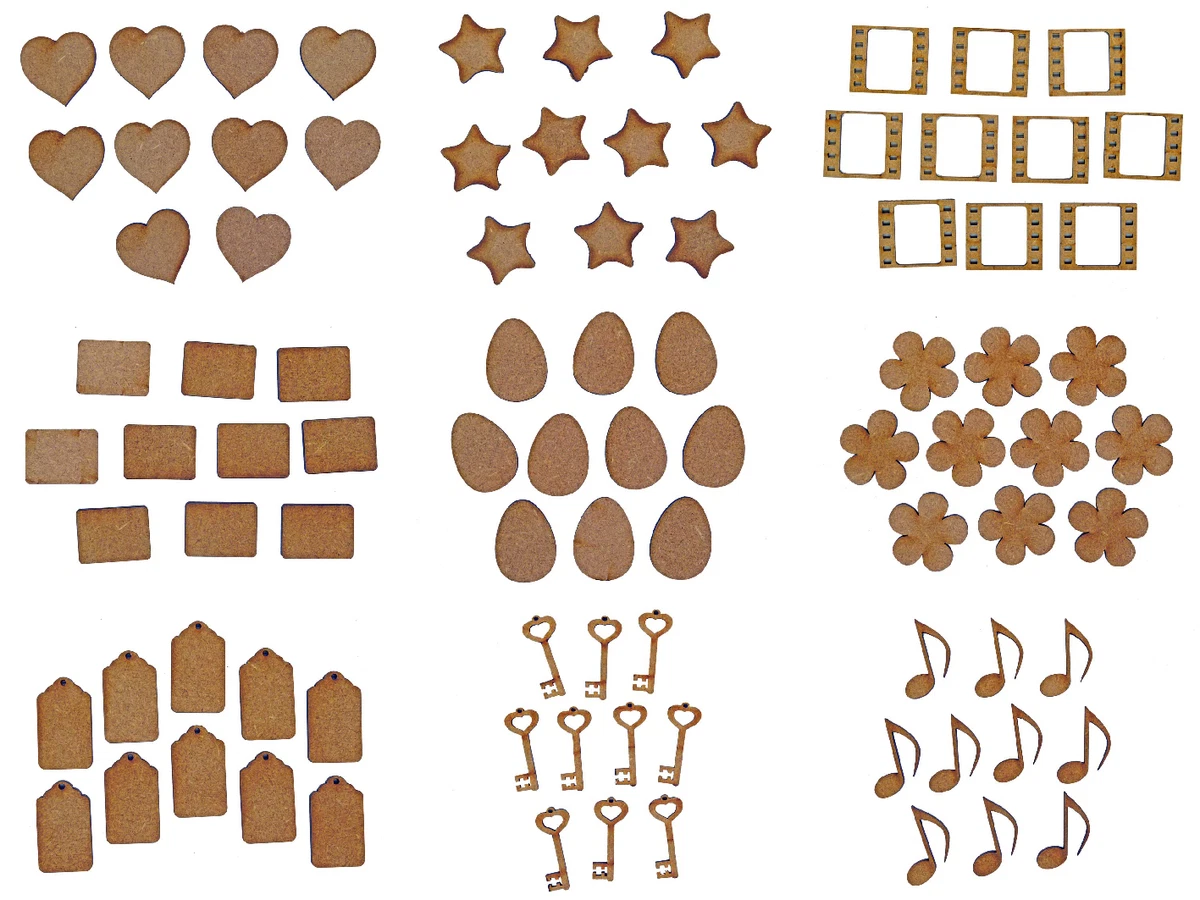 Mini Laser Cut Wooden MDF Craft Shapes Blanks MULTIPLE DESIGNS