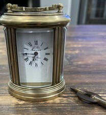 Antique Brass L' EPEE Sainte Suzanne French 11 Jewels Oval Carriage Clock w/Key 